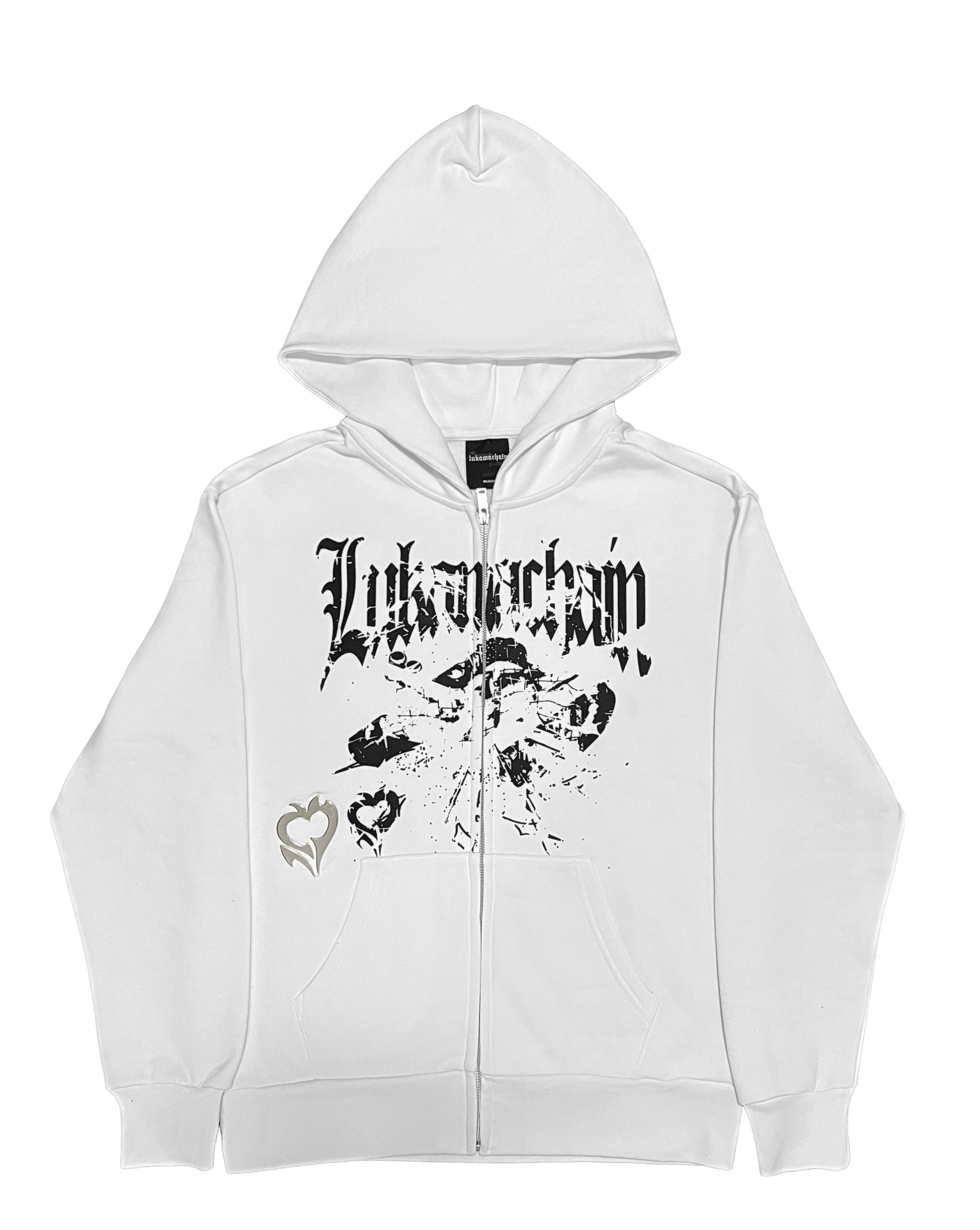 Chrome Zip Up Hoodie White