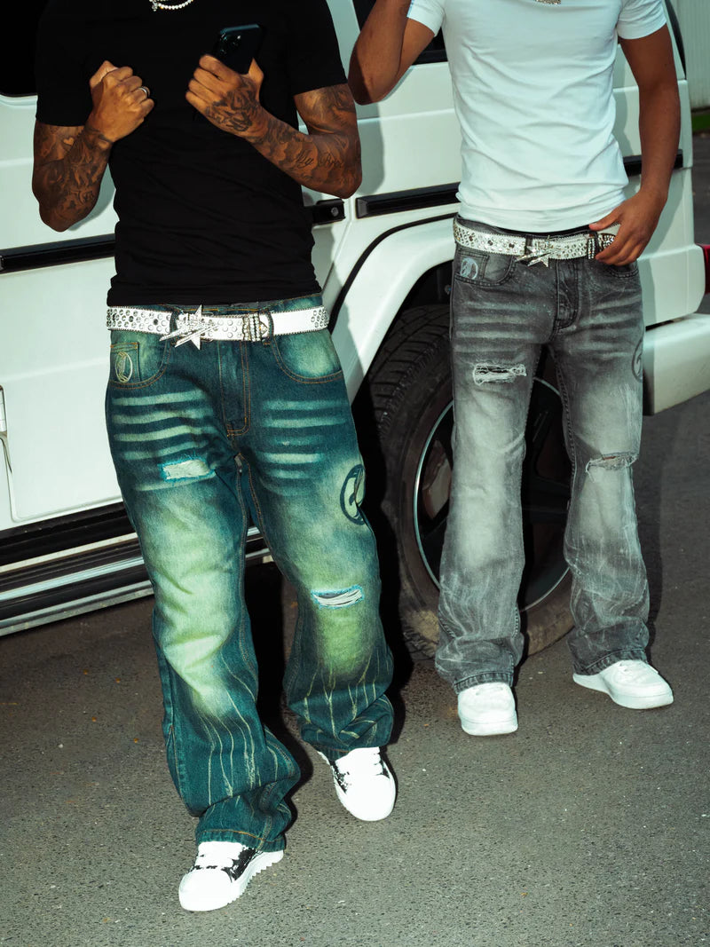 Flared Jeans Series - Blue Yellow