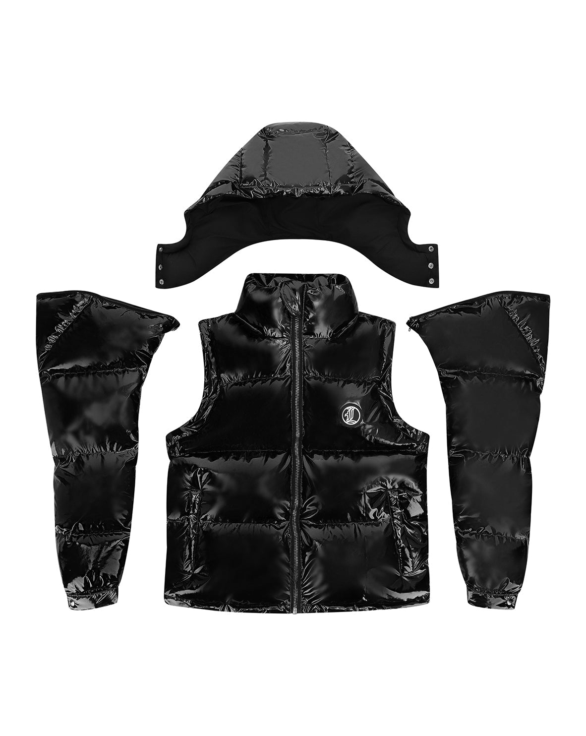 Graffiti Puffer Jacket (detachable) - Black