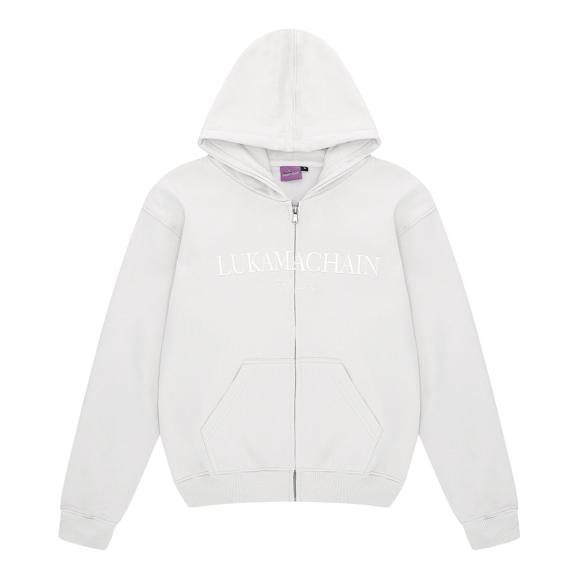 Essential Zip Up Hoodie Light Gray