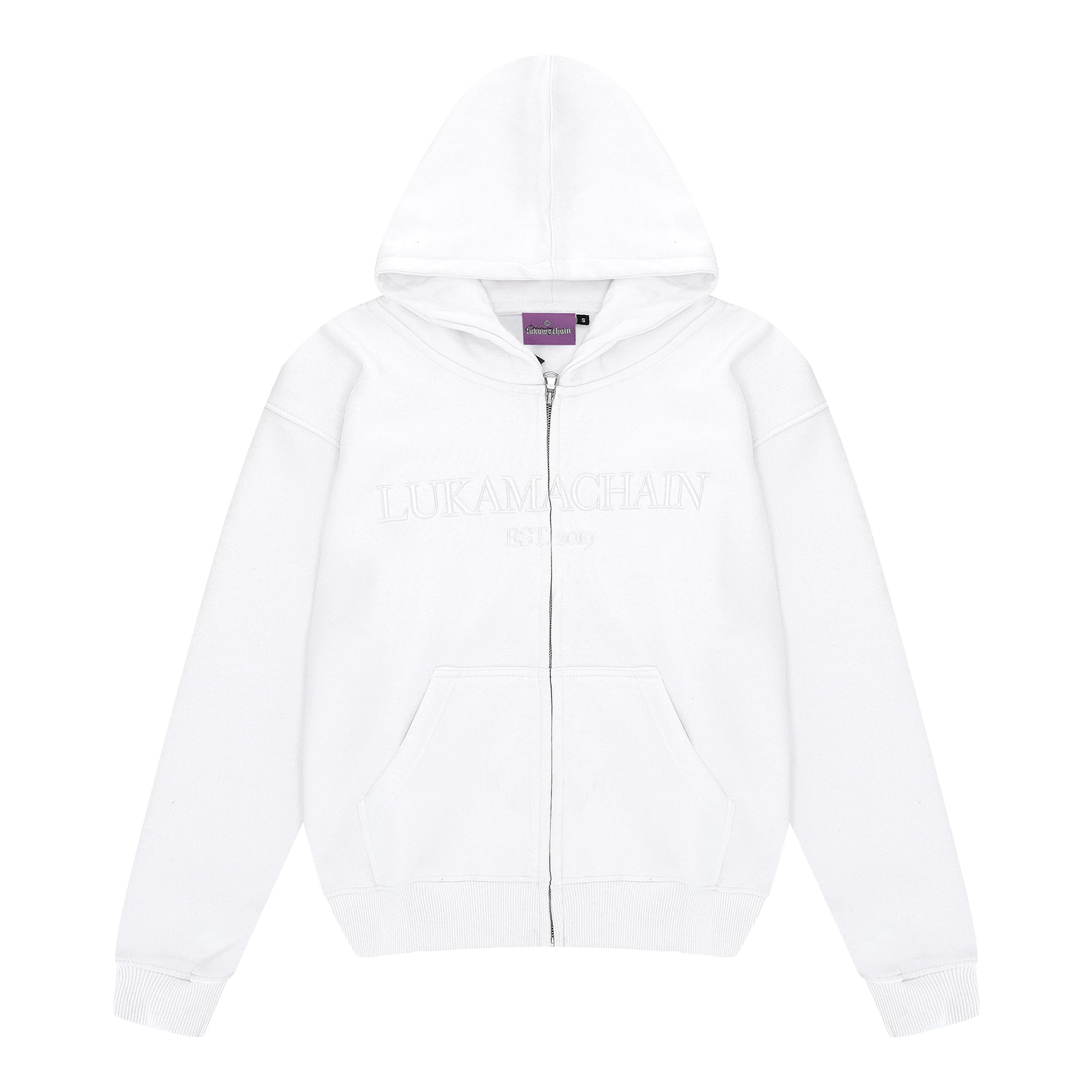 Essential Zip Up Hoodie White