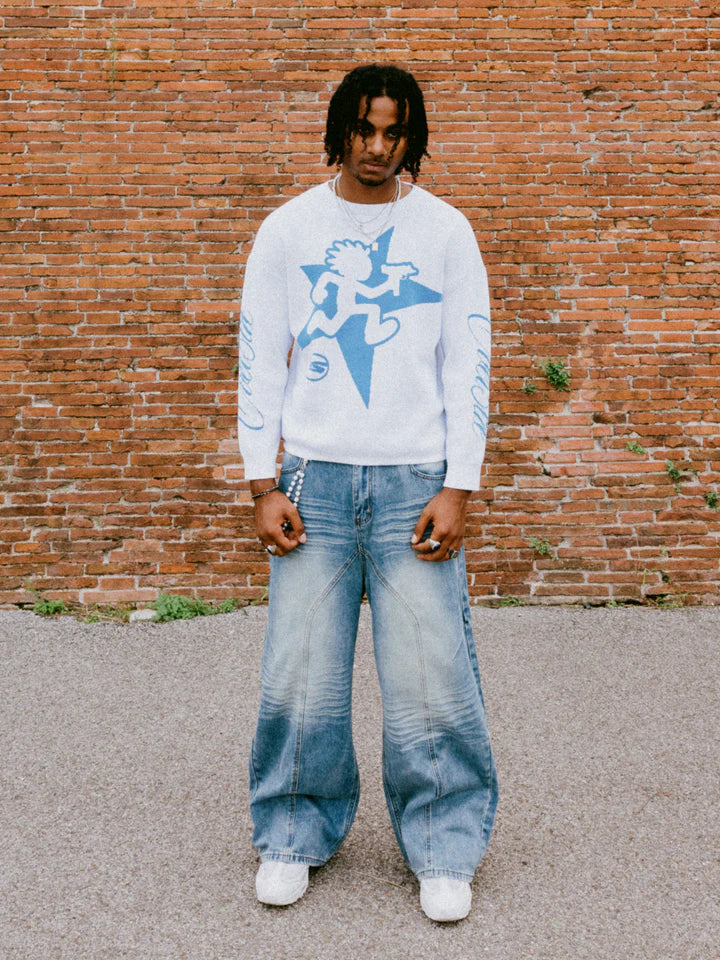 OVER5IZE "uzi" SWEATER WHITE